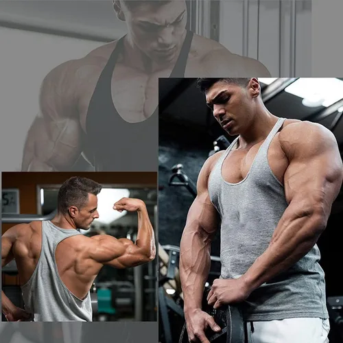 Vista 4 de Babioboa Camisetas sin mangas para hombre, paquete de 3 camisetas sin mangas para entrenamiento de gimnasio, espalda en Y, culturismo
