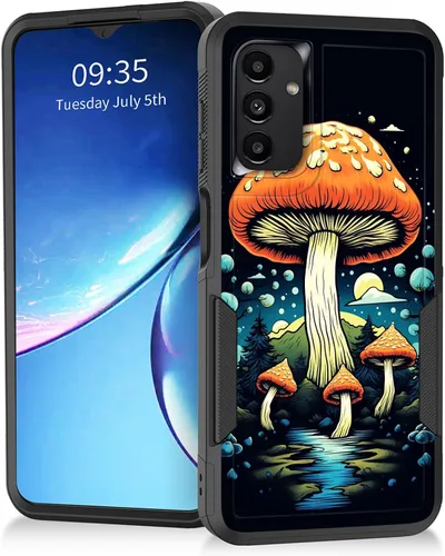 Vista 43 de Funda para Galaxy A14 5G, resistente de doble capa híbrida de policarbonato duro, goma suave, a prueba de golpes, funda protectora resistente
