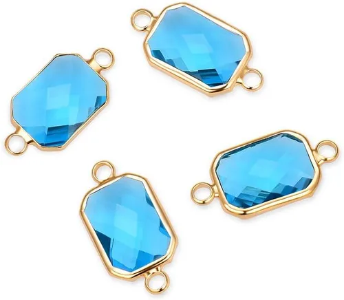 Vista 11 de Adabele 5pcs grado A abril diamante claro piedra natal conector rectángulo de corte radiante enlace 0.551 in plateado plata cristal Rhinestone Bead