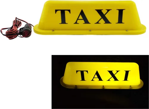 Vista 8 de Señal de taxi de 12 V con base magnética, luz de cúpula, techo de taxi iluminada para coche, 12 V, luz superior impermeable con encendedor