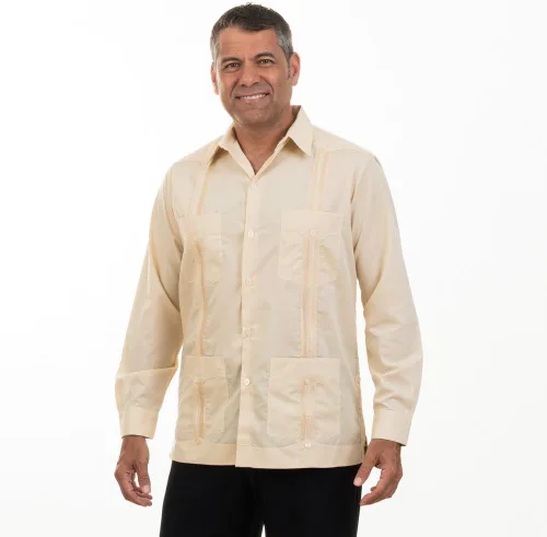 Vista 2 de Mycubanstore - Camisa de manga larga con mezcla de algodón tradicional
