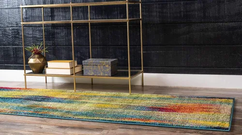 Vista 3 de Unique Loom colección Lyon - Alfombra abstracta y moderna, Polipropileno, Azul (multi/blue)