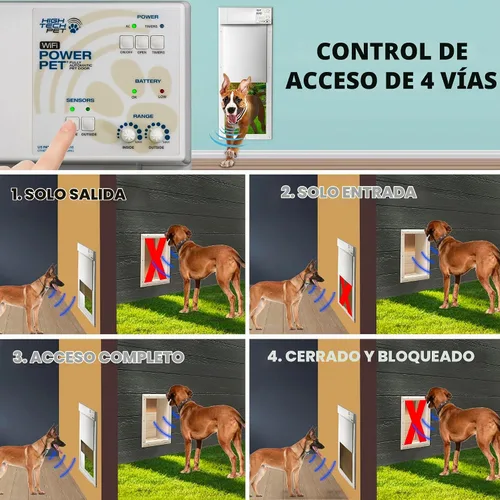 Vista 3 de Power Pet - Puerta electrónica inteligente para mascotas de High Tech Pet (montaje en pared, mediano, sin WiFi)