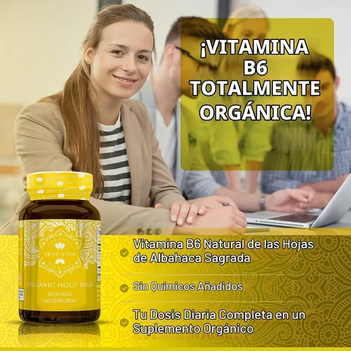 Vista 3 de Suplemento orgánico de albahaca sagrada del USDA, Tulsi 15:1, vitamina B6