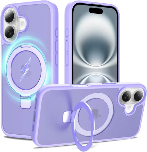 Vista 48 de Funda con soporte ultra magnético para iPhone 15 Pro [protección militar contra caídas] [compatible con MagSafe] a prueba de golpes, translúcida