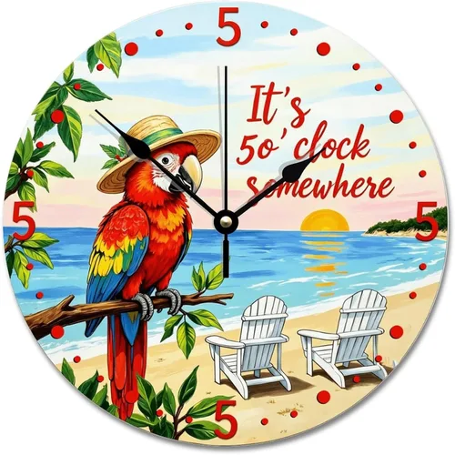 Vista 13 de Reloj de pared Whatever Modern Wood Clock de 10 pulgadas, silencioso, sin tictac, funciona con pilas, para sala de estar, dormitorio, cocina, A