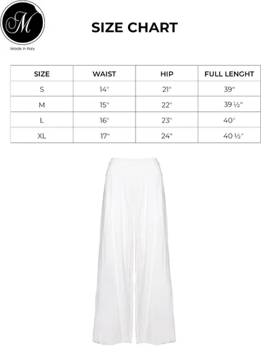 Vista 3 de M Made in Italy Pantalones largos palazzo de pierna ancha con cintura elástica para mujer