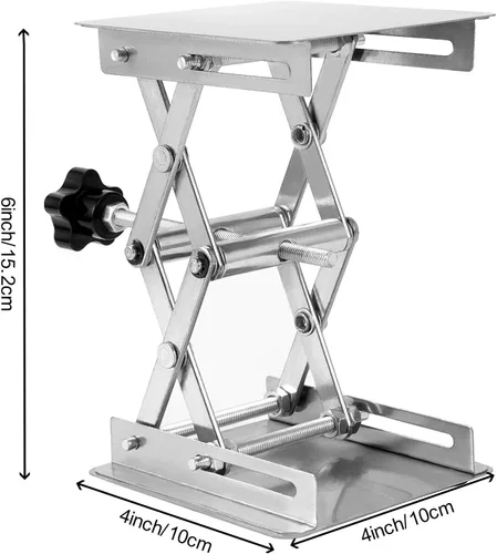 Vista 2 de ZOENHOU Plataforma de elevación de 2 piezas de 4 x 4 pulgadas, plataforma de elevación de soporte de laboratorio de acero inoxidable con rueda