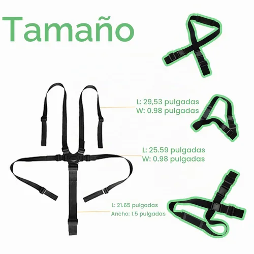 Vista 2 de Arnés de 5 puntos para cinturón de seguridad, correa para silla alta, arnés para cochecito de bebé, protección segura, cinturón de correa de arnés