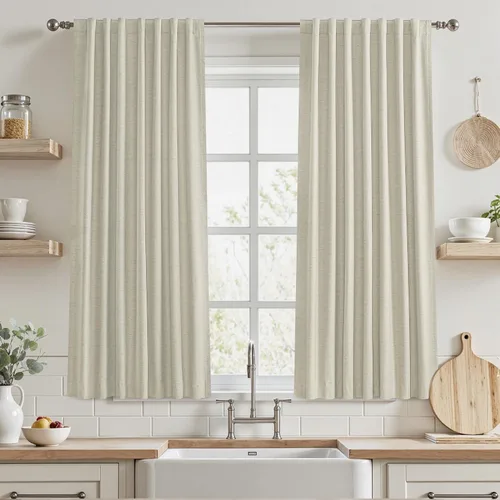 Vista 41 de UHITECH Cortinas opacas de 35 pulgadas de largo para sala de estar, 2 paneles, cortina opaca corta para cocina para ventanas pequeñas, cortinas