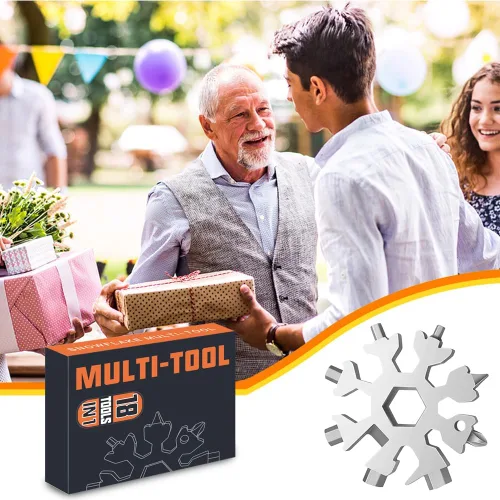 Vista 5 de Regalos de Navidad multiherramienta 18 en 1 con diseño de copo de nieve para hombres, tarjetas 20 en 1, multiherramientas para papá de hija e hijo