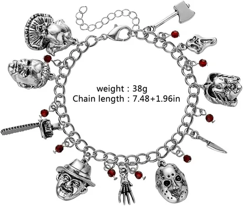 Vista 4 de Hanreshe Bracelets Horror Movie Ghost Baby Jason Scary Theme Bracelet Cosplay Jewelry Women Horror Charm Bracelet