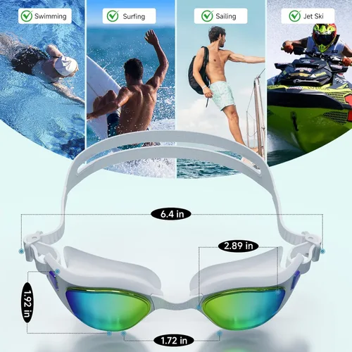 Vista 5 de Gafas de natación polarizadas para adultos, hombres, mujeres, jóvenes, antivaho anti rayos UV, sin fugas, alta definición, amplia visión