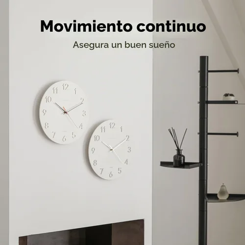 Vista 2 de mooas - Reloj de pared moderno con números 3D de 12 pulgadas, funciona con pilas, analógico (crema)
