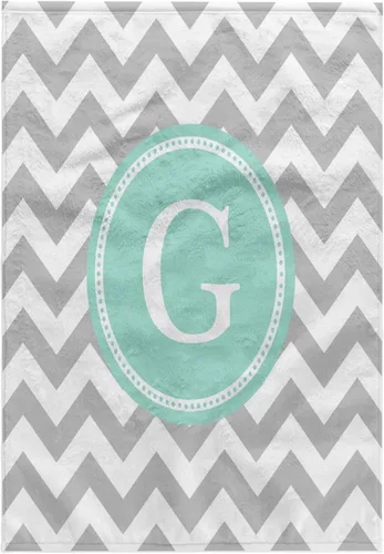 Vista 7 de 3dRose Toalla, Letra C Gris y Blanco Chevron con Monograma Menta Personal Inicial C