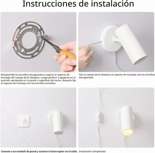 Vista 7 de Aisilan - Foco de pared LED enchufable, ajustable, 12 W, 3000 K, CRI 97 blanco 2 piezas