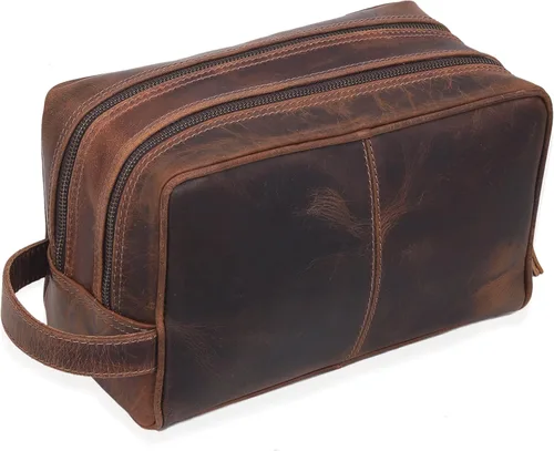 Vista 10 de VC VINTAGE COUTURE Neceser de cuero para hombre, extra grande, neceser de cuero para hombre, para viajes, kit de cuero real para hombre, bolsa