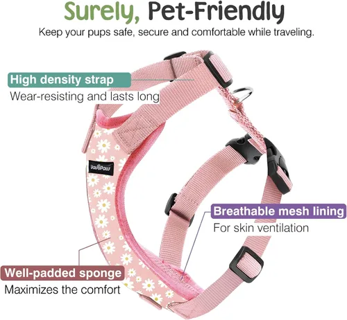 Vista 6 de VavoPaw Cinturón de Seguridad para Perros, Chaleco de Seguridad Arnés para Perros para Automóvil con Hebilla Ajustable Cinturón de Seguridad