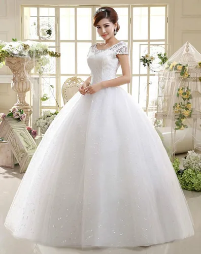 Vista 4 de Eyekepper - Vestido de novia con hombros dobles, largo al suelo