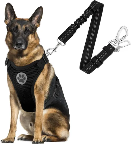 Vista 23 de SlowTon Arnés de Cinturón de Seguridad para Perro para Coche, Arnés de Coche para Perros Ajustable de Malla Transpirable y Arnés de Cinturón
