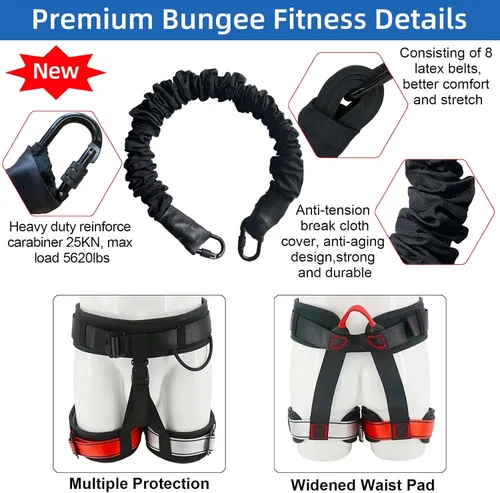 Vista 2 de PRIOR FITNESS Bungee - Juego de equipo de fitness casual de látex, bandas de resistencia, cuerda de baile, ejercicio en casa, gimnasio