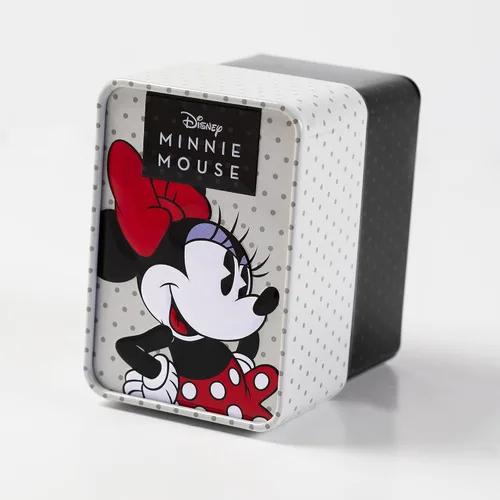 Vista 4 de Disney Reloj analógico clásico de cuarzo para mujer con correa de acero inoxidable MN8008, Plateadonegroblanco, Pulsera