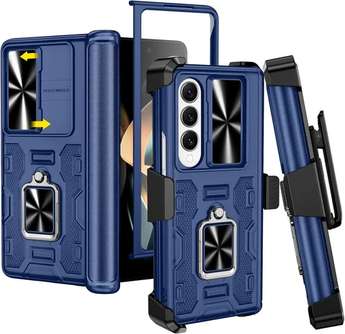 Vista 31 de VEGO - Funda para Galaxy Z Fold 4 con clip para cinturón y protector de pantalla 360°Ring Kickstand & Camera Cover, Hinge Protection Shockproof