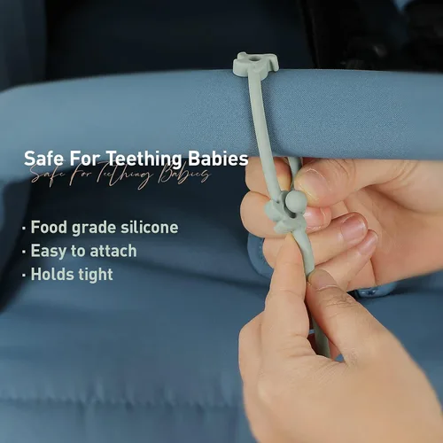 Vista 4 de Correas de seguridad de juguete, clips de silicona para chupetes, correa elástica ajustable para cochecitos, silla alta, cunas, cestas colgantes