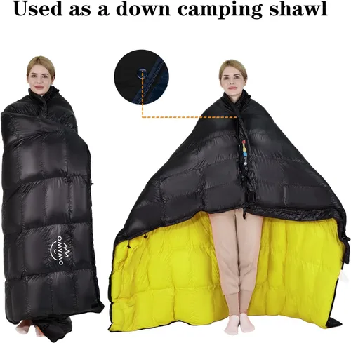 Vista 4 de 0 20 Degrees F Down Sleeping Bag for Adults,4 Season Cold Weather Rectangle Wearable Down Sleeping Bag for Camping Hiking,Can be Used as Blanket