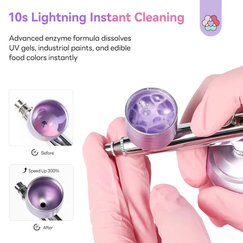Vista 3 de Kit de Limpieza de Aerógrafo SAVILAND: Kit de Limpieza de Aerógrafo Instantáneo 240ml de 10S, Libre de Acetona con Bajo Olor, Incluye Cepillo