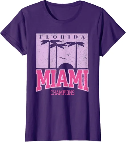 Vista 9 de MIAMI Beach Sunset Camiseta Florida Miami Palm Trees Camiseta Camiseta, Negro