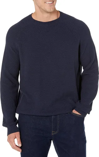 Vista 5 de Tienda Essentials Suéter de cuello redondo de algodón texturizado de gran tamaño para hombre