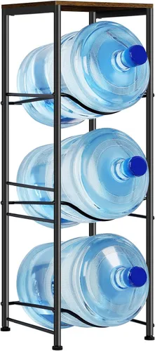 Vista 8 de MOOACE Estante para jarra de agua de 3 niveles, organizador de 5 galones con estante superior de almacenamiento, color negro