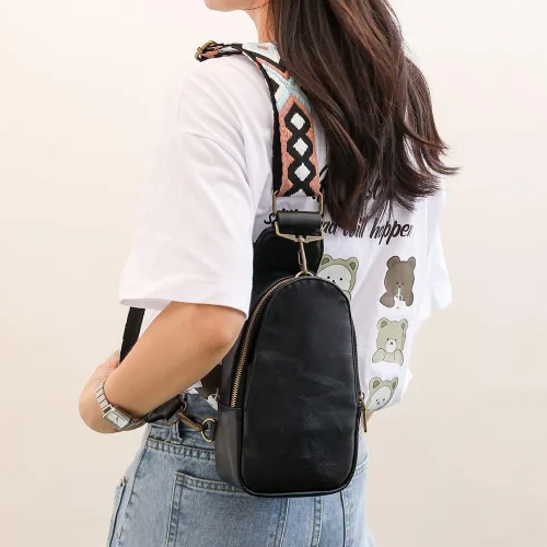 Vista 2 de Sling Bag for Women Fanny Pack Crossbody Bags for Women Chest Bags Cross Body Purse PU Shoulder Backpack