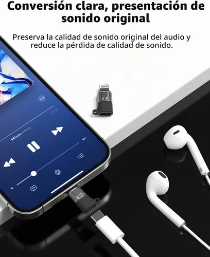 Vista 5 de OTG Audio - Adaptador USB C a Lightning para iPhone 14 13 Pro Max (paquete de 3) para Apple tipo C hembra iluminación macho cable cargador móvil