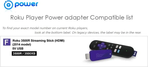 Vista 7 de T POWER Cable de alimentación USB para Roku Express, Streaming Stick, HDMI 3500 3500XB, Google Chromecast V1, V2 2015, diseñado para alimentar tu