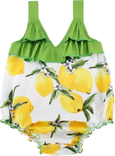 Vista 6 de Mameluco con Volantes y Estampado Floral para Bebé Niña Ropa de Verano