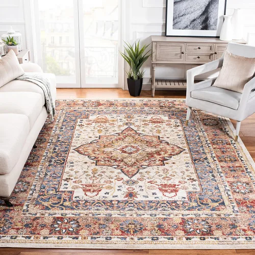 Vista 37 de SAFAVIEH Bijar Collection - Alfombra decorativa de 2 pies 3 pulgadas x 4 pies, marfil y óxido, diseño oriental envejecido, no desprende pelusa