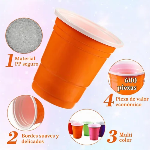 Vista 3 de Mimorou Paquete de 600 vasos de chupito de plástico de 2 onzas, vasos desechables de plástico, mini tazas multicolor para barbacoa, fiesta