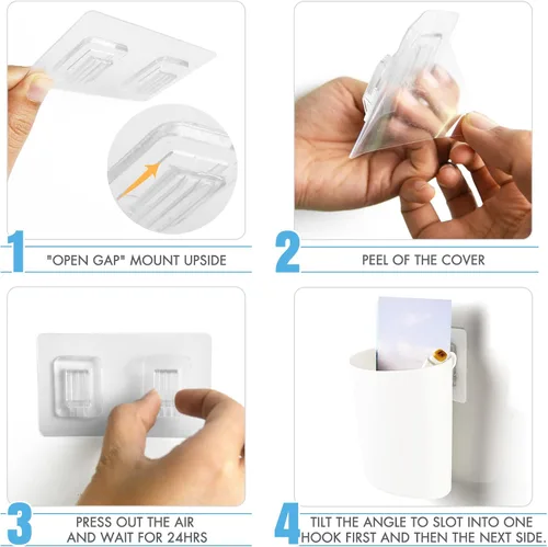 Vista 4 de Paquete de 4 soportes para bolígrafos de pared, organizador de vasos de lápices rosa y verde para marcador/control remoto/crayón/pizarra blanca