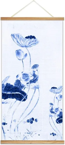 Vista 28 de wall26 Póster colgante de madera enmarcado con hermosas flores de invierno, impresión para el hogar, listo para colgar, 18 x 36 pulgadas