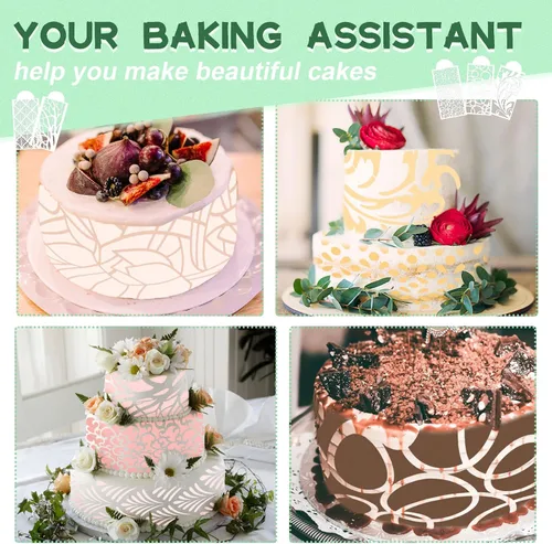 Vista 4 de 20 plantillas de decoración de pasteles, plantillas de decoración de pasteles de encaje hueco, plantillas florales para pasteles de boda, plantillas