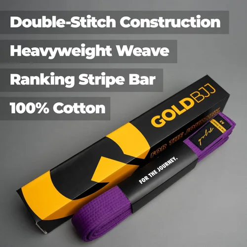 Vista 2 de Gold BJJ Cinturón Jiu Jitsu Cinturones prémium con barra de rango para rayas Aprobado por la competencia IBJJF