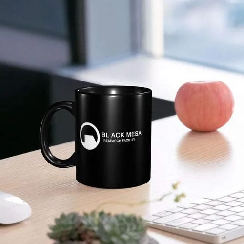Vista 4 de ECKOI Taza de centro de investigación de mesa negra única, regalo para jugadores, regalo geek, regalo para juegos, válvula de portal de media vida
