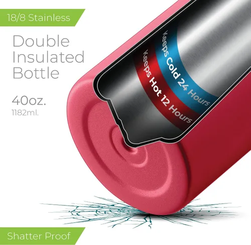 Vista 9 de SIPX™ Botella de Agua Aislada de 18 oz con 3 Tapas – Acero Inoxidable a Prueba de Fugas, Triple Aislamiento – Frío 24 Horas/Caliente 12 Horas – Negro