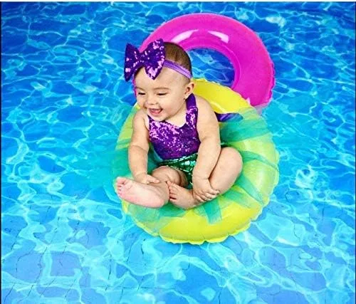 Vista 2 de Wennikids Mameluco de sirena con lentejuelas para bebé y niña