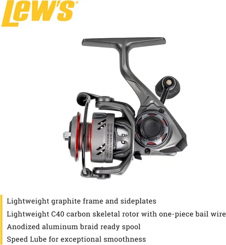 Vista 3 de Lew's Speed Spin CRX Spinning Fishing Reel, 8+1 Bearings, Graphite Frame and Sideplate, Solid Brass Speed Gears, Speed Lube, Multi-Disc Drag
