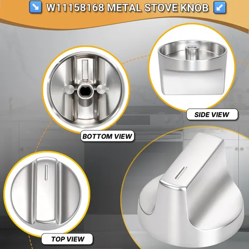 Vista 3 de Metal sólido W11158168 para reemplazos de perillas eléctricas de Whirlpool