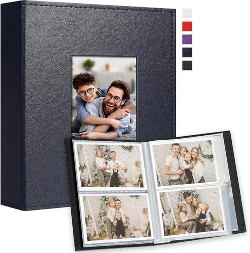 Vista 9 de Vienrose Álbum de fotos pequeño de 4 x 6 pulgadas, paquete de 2 mini libros de fotos con cubierta de cuero, 26 páginas con capacidad para 52
