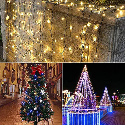 Vista 7 de Tira de luces solares de lichi para exteriores, 16.5 pies, 50 LED, impermeable, con cuerda de luces para exteriores, ideal para decoración